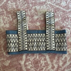 Elysian Los Angeles Women Blue White Zigzag Embroidered Bikini Top Large